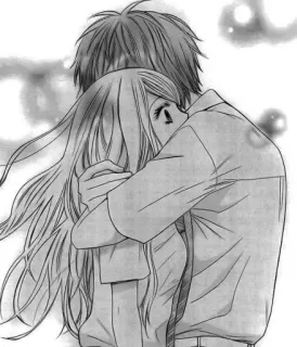 🤎 abbraccio, anime, manga, coppia, amore, romance telegram sticker