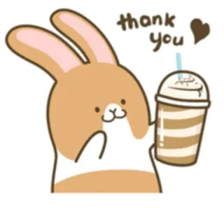 🙏 thank you thank you, bunny, rabbit, drink, cute, heart telegram sticker