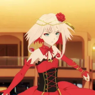 🥀 Anime, Ragazza, Vestito, Rosso, Rosa, Cartone animato telegram sticker
