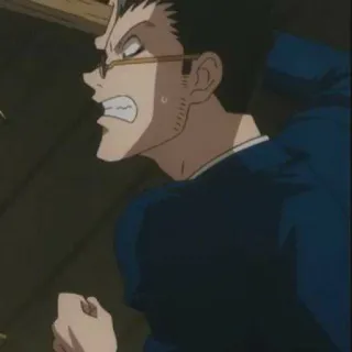 🇯🇵 Leorio anime, hunter x hunter, leorio paladiknight, cartoon, character, glasses, angry, sweat telegram sticker
