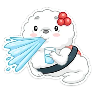 😮 милый, каваий, животное, собака, вода, напиток telegram sticker