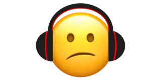 😕 эмодзи, наушники, грустный, слушает, музыка, желтый telegram sticker