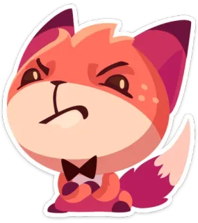 😕 volpe, cartone animato, animale, adesivo, papillon, arrabbiato telegram sticker