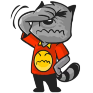 😑 procione, cartone animato, arrabbiato, frustrato, facepalm whatsapp sticker