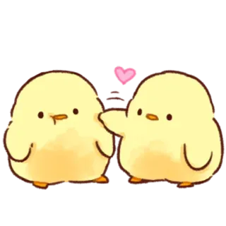 💛 ลูกเจี๊ยบ, นก, น่ารัก, สัตว์, ความรัก, หัวใจ, สีเหลือง telegram sticker