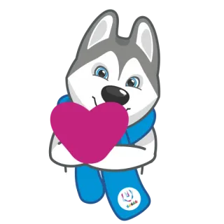 ❤️ Husky, Hund, Herz, Schal, niedlich, Tier, Cartoon telegram sticker