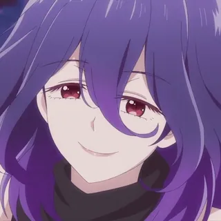 😉 アニメ, 紫髪, 笑顔, ドヤ顔, 女性 whatsapp sticker
