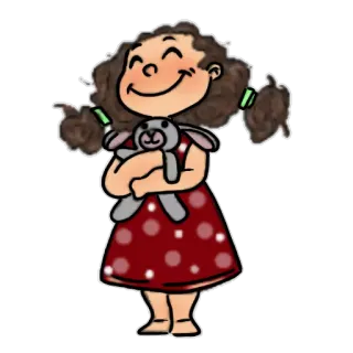 😊 fille, enfant, jouet, lapin, mignon, illustration telegram sticker