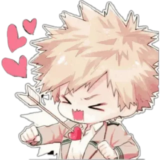 ❤️ Bakugo My Hero Academia anime, cupid, cartoon, character, hearts, arrow, kawaii telegram sticker