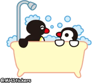 🛀 @MHStickers ペンギン, お風呂, 漫画 telegram sticker