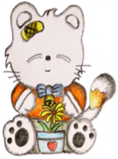 🎍 gato, flor, animal, desenho animado, fofo telegram sticker