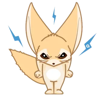🦊 Raposa-do-deserto, Desenho animado, Bravo, Animal, Raio, Raposa do deserto, Fofo, Adesivo telegram sticker