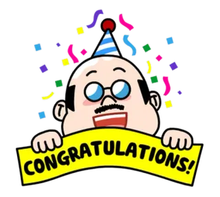 🎉 CONGRATULATIONS! поздравления, праздник, конфетти, вечеринка, мультфильм telegram sticker