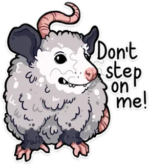 ⚠️ Don't step on me! опоссум, наклейка, мультфильм, милый, животное, смешной, иллюстрация whatsapp sticker