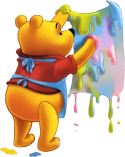 🎨 Winnie the Pooh Ursinho Pooh, pintura, urso, desenho animado, arte, colorido telegram sticker