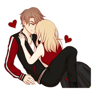 🥰 couple, love, romance, hug, cartoon telegram sticker