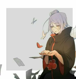 😘 Konan Naruto Аниме, Акацуки, Бумага, Бабочка, Ниндзя telegram sticker