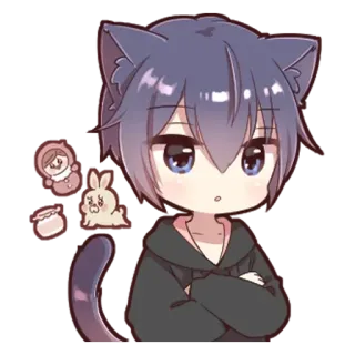 🌟 애니메이션, 캣보이, SD캐릭터, 카와이, 귀여운, 만화 telegram sticker