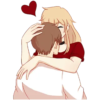😘 pasangan, cinta, pelukan, romantis, kartun, kasih sayang whatsapp sticker