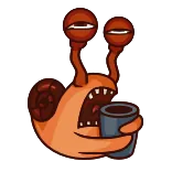 ☕ snail, tired, coffee, cartoon, animal, exhausted telegram sticker