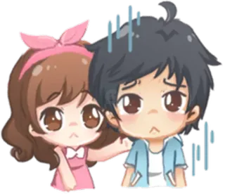 🙁 cartoon, couple, chibi, cute, love, relationship whatsapp sticker