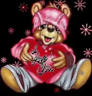 🌟 I love you teddy bear, love, gang, bandana telegram sticker