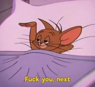 🖖 Jerry Fuck you, next Мультфильм, Джерри, Обидный, Мышь, Мем telegram sticker