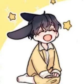🧸 fofo, desenho animado, anime, coelhinho, estrelas, kawaii, criança, coelho whatsapp sticker
