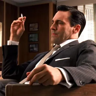 🚬 Don Draper Mad Men Mad Men, Don Draper, fumeur, homme, costume, personnage telegram sticker