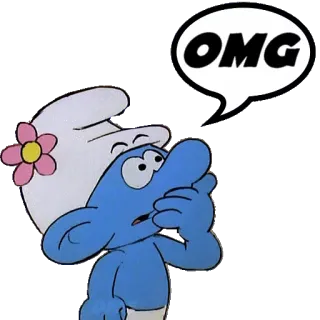 😳 Smurfette OMG puffo, puffetta, oddio, cartone animato, sorpresa telegram sticker