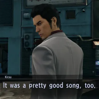 🎶 Kiryu It was a pretty good song, too. videogioco, yakuza, kiryu kazama, canzone, maschio telegram sticker