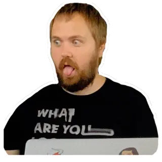 😛 WHAT ARE YOU hombre, cara, expresión, lengua, sorpresa whatsapp sticker