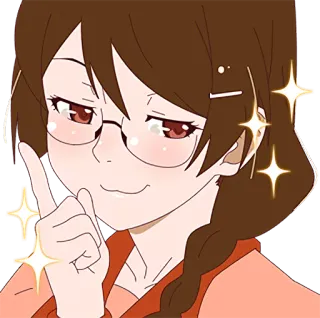 😉 Anime, Mädchen, Brille, Süß, Glitzer telegram sticker