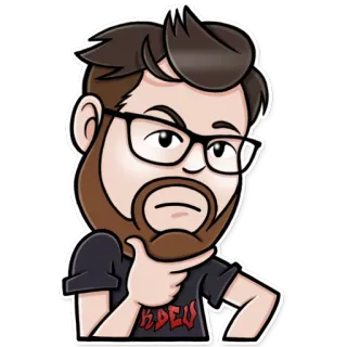 🤔 KDEU мультик, аватар, думает, мужчина, борода, очки telegram sticker