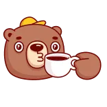 ☕️ bear, coffee, animal, cartoon, cute, drink, cup, beverage whatsapp sticker