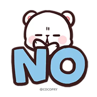 👎 NO ours, non, déni, dessin animé, autocollant whatsapp sticker