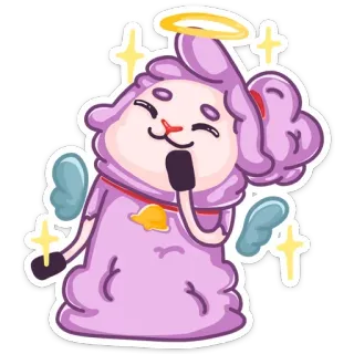 😈 ange, auréole, mignon, dessin animé, mouton, ailes, rose telegram sticker