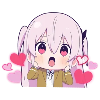 😍 garota anime, fofo, corações, chibi, adesivo telegram sticker