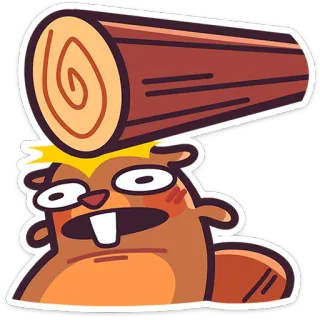 🙈 castoro, tronco, cartone animato, animale, carino, adesivo telegram sticker