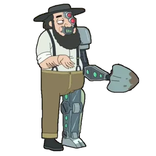 🔨 Мультфильм, Киборг, Футуристический, Мужчина, Борода, Шляпа telegram sticker