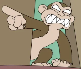 🐒 singe, en colère, pointant, animal, dessin animé telegram sticker