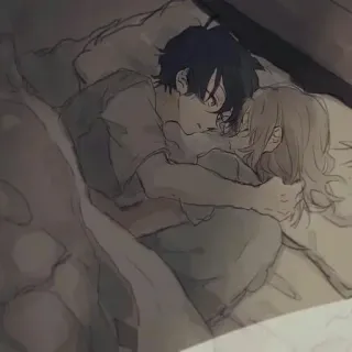 🥢 casal, cama, dormindo, amor, romance, carinho whatsapp sticker
