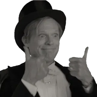 👍 homme, pouce levé, portrait, chapeau, costume, expression telegram sticker