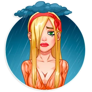 ☔ sad, cloud, girl, rain, depressed, crying, blonde telegram sticker