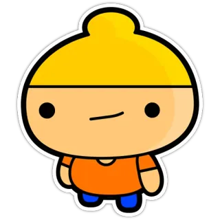 😏 Dessin animé, Personnage, Sticker, Orange, Jaune, Bleu telegram sticker