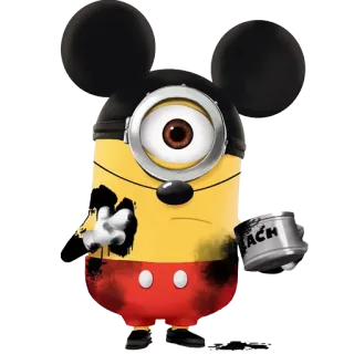 😊 BLACK Minion, Mickey Maus, Cartoon, Mashup, Figur, Animiert, Lustig telegram sticker