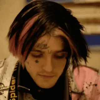 💙 Lil Peep Lil Peep, แร็ปเปอร์, นักดนตรี, อีโมแร็ป, ภาพเหมือน, รอยสักบนใบหน้า telegram sticker