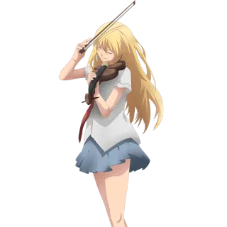 🎻 Anime, Violino, Ragazza, Capelli Biondi, Musica, Illustrazione telegram sticker