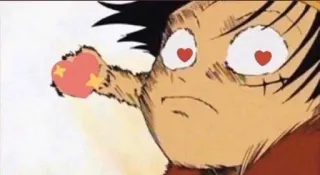 ❤️ Monkey D. Luffy One Piece Anime, One Piece, Luffy, Serca, Miłość, Kreskówka telegram sticker