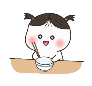 🤤 Kreskówka, Uroczy, Dziewczyna, Jedzenie, Pałeczki, Miska, Jedzenie telegram sticker